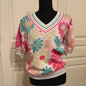 Floral V-Neck Sweater